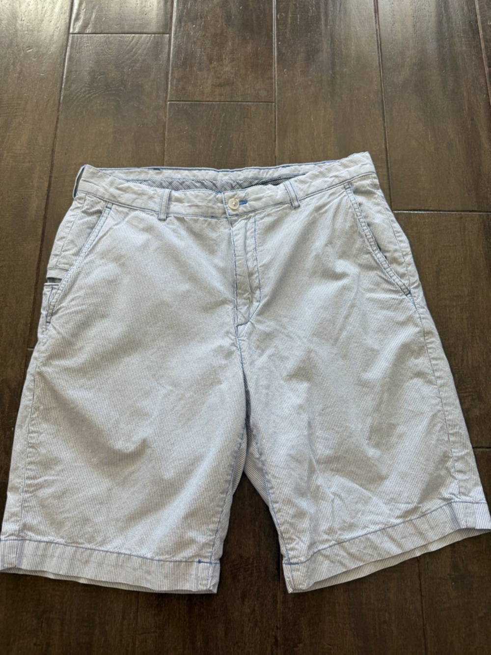Daniel Cremieux Men’s Striped Blue and White Golf Shorts w Media Pocket Size 33
